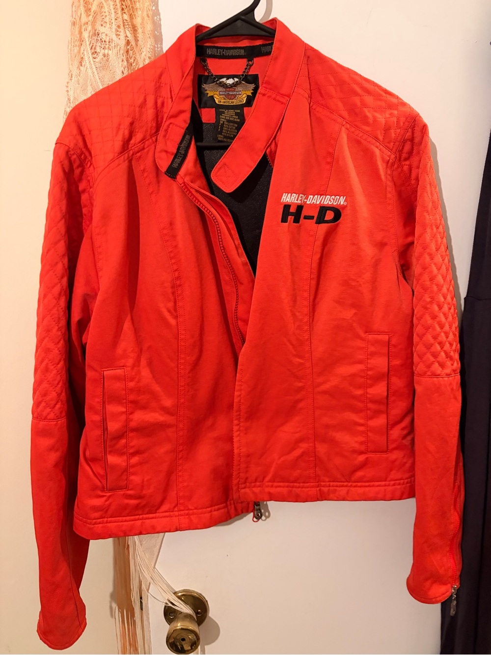 Harley-Davidson Women's Bright Red H-D Quilted Sleeve Jacket
